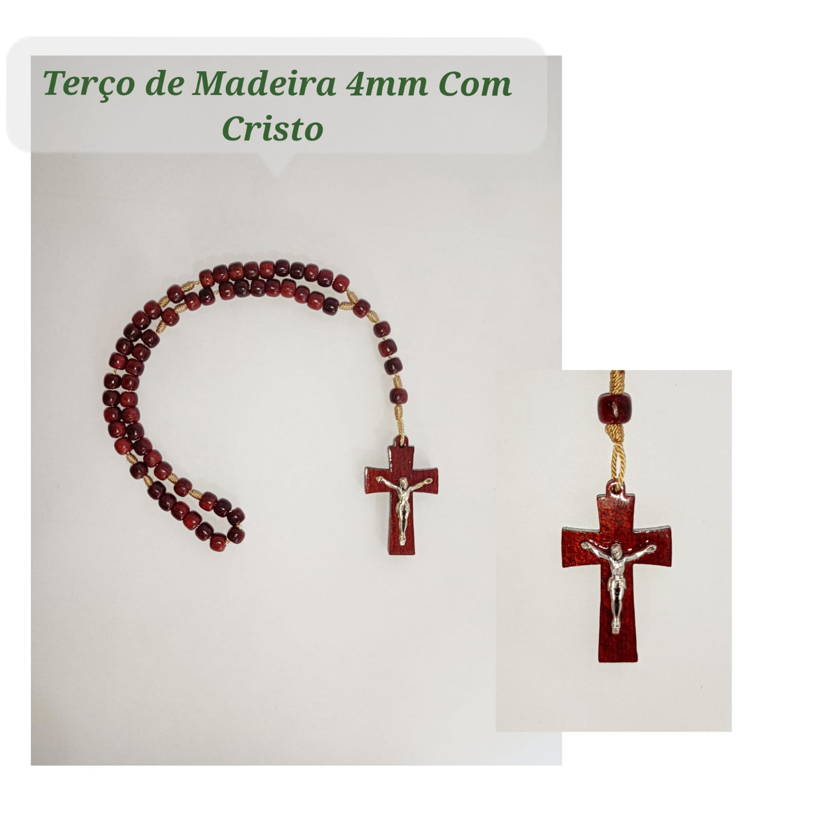 TERÇO DE MAIDERA 4MM COM CRISTO TE08