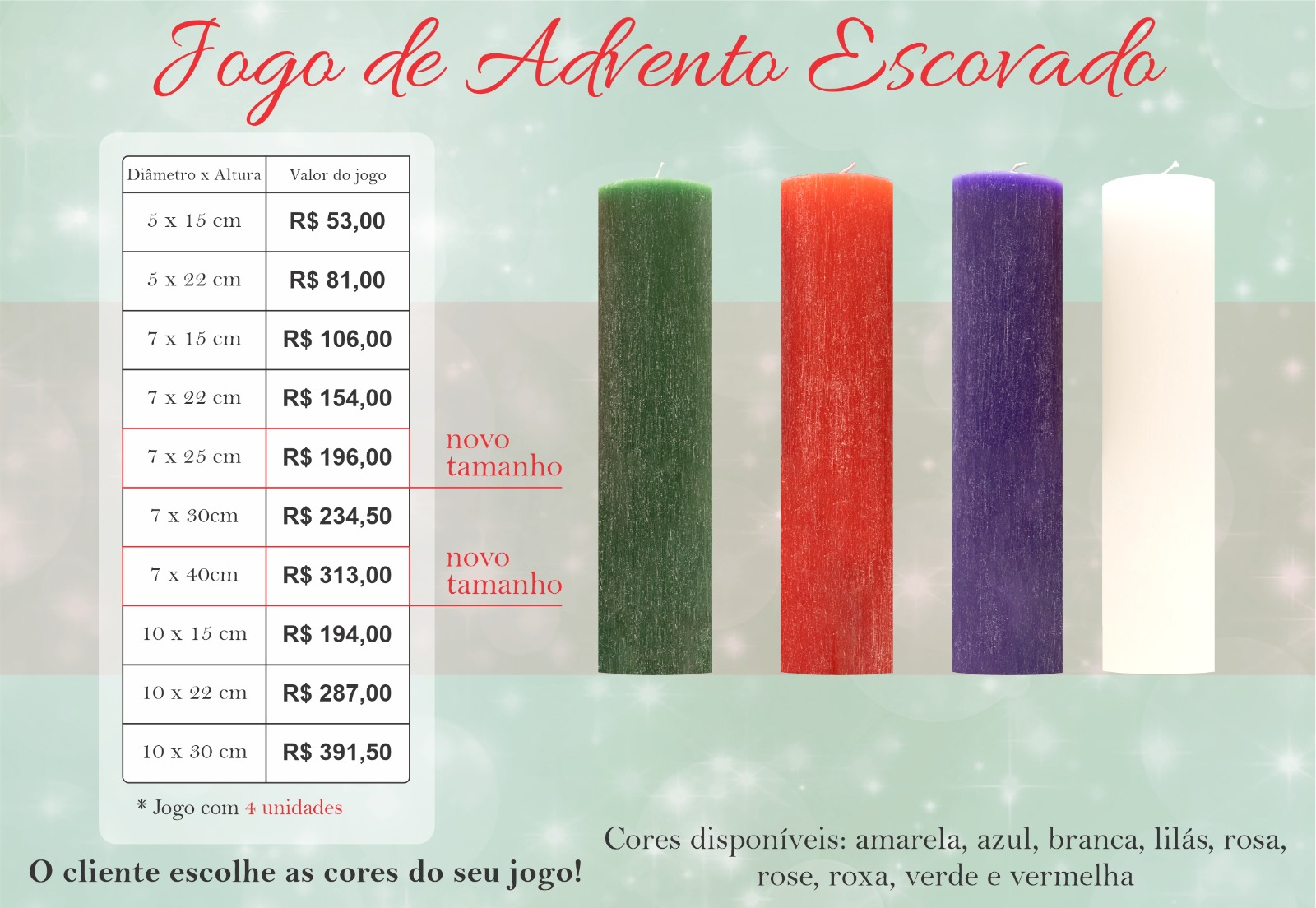 JOGO DE ADVENTO ESCOVADO