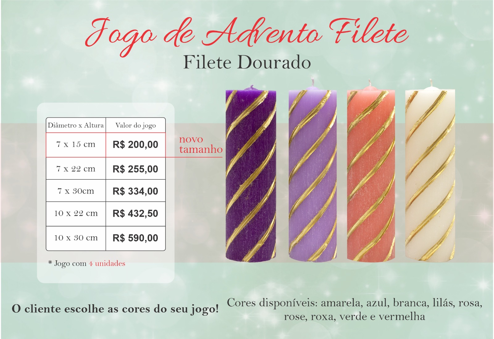 JOGO DE ADVENTO FILETE DOURADO